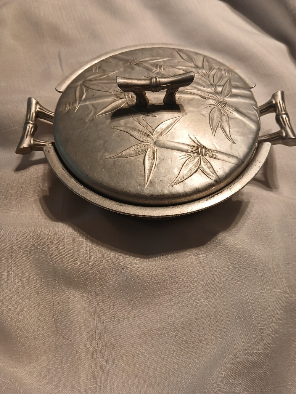 Vintage Everlast Forged Hammered Aluminum Bamboo Pot With Lid & Handles